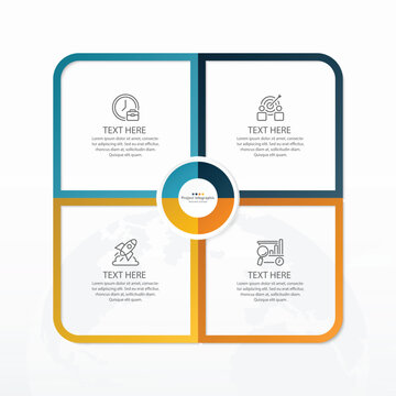 Infographic process design with icons and 4 options or steps.