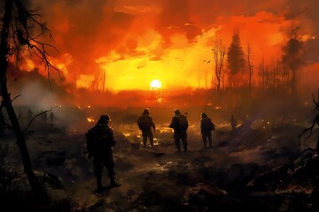 Obraz na płótnie Canvas landscape with a soldier on war