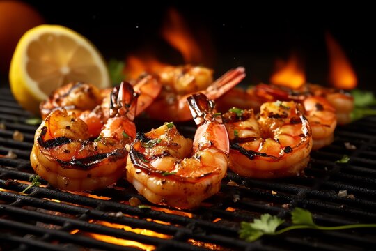 grilled shrimp on a grill