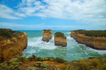 Beautiful landscape and rocks at Lord Arch Gorge in Victoria in Australia. - 612603416