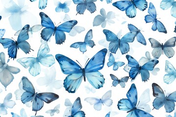 Fototapeta premium seamless background with blue butterflies