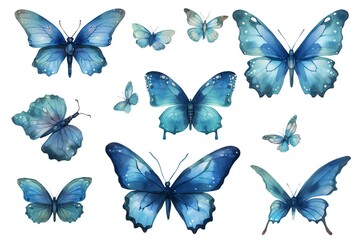 Obraz na płótnie Canvas collection of butterflies isolated on white