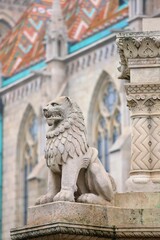 Beautiful view of a lion statue