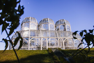 Fototapeta na wymiar Greenhouse at the Botanical Garden of Curitiba capture in a sunny day in Brazil. 