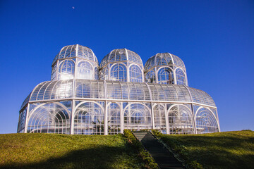 Greenhouse at the Botanical Garden of Curitiba capture in a sunny day in Brazil. 