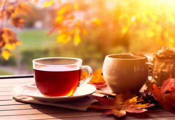 Hot drink in the autumn season created
with Generative Al technology