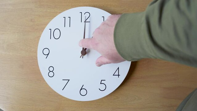 Daylight savings clock with hand moving from standard time change DST CST CDT