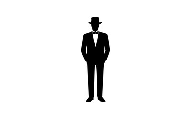 Tuxedo man shape isolated illustration with black and white style.