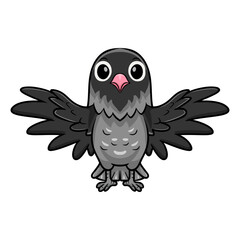 Cute mauve gray masked lovebird cartoon flying