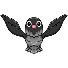 Cute mauve gray masked lovebird cartoon flying