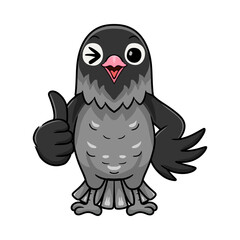 Obraz premium Cute mauve gray masked lovebird cartoon giving thumb up
