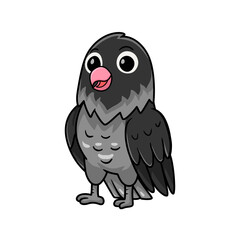 Cute mauve gray masked lovebird cartoon