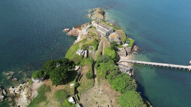 Aerial video of a ghost town on Plymouth island, Montserrat, the United Kingdom