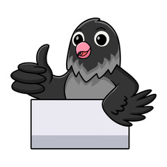 Cute mauve gray masked lovebird cartoon giving thumb up