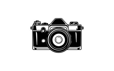 Camera photography shape isolated illustration with black and white style.

