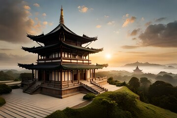 Obraz na płótnie Canvas Timeless Reflections: The Majestic Pagoda's Journey through Centuries