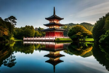 Fototapeta na wymiar Timeless Reflections: The Majestic Pagoda's Journey through Centuries