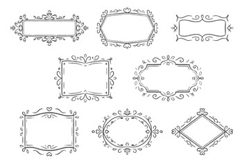 エレガントな手書きのフレーム、シンプルなベクター素材集