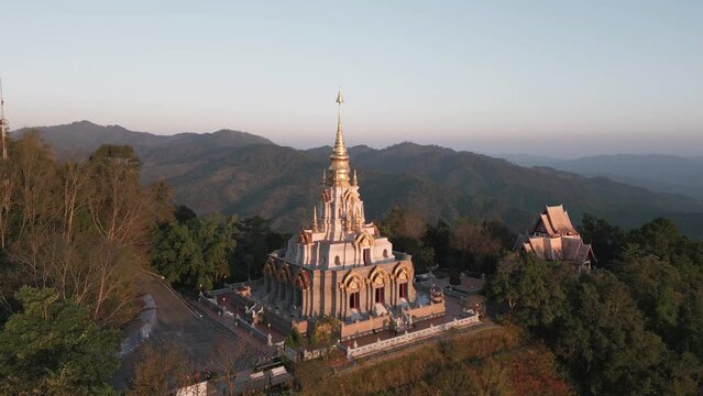 Aerial view of the ancient chedi on a mountain