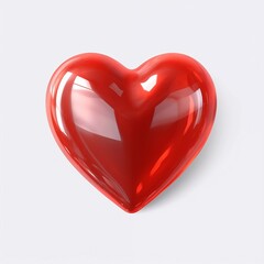 3d red soft glossy heart isolated on white background. Generative AI