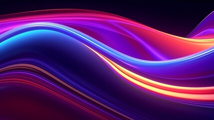 Abstract neon wallpaper, colorful fantastic background with curvy shape glowing in ultraviolet spectrum. Generative AI