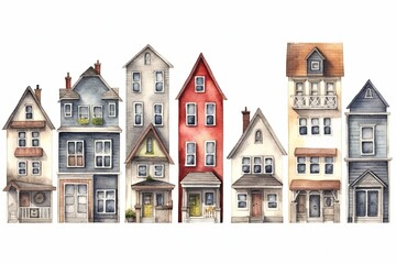 Fototapeta premium 建物の水彩イラスト,Generative AI AI画像