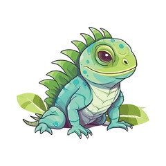 Obraz premium Cheerful Iguana: Lively 2D Illustration Brimming with Reptilian Cuteness