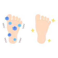 きれいな足の裏と菌が繁殖する足の裏　PNG