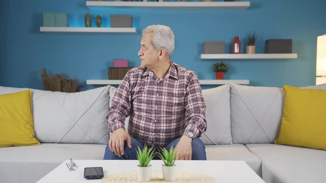 Suspicious man thinks.