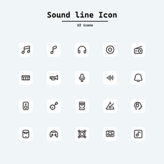 Simple Set of Music Related Vector Line Icons. Contains such Icons as Guitar, Treble Clef, In-ear Headphones, Trumpet and more. Collection ui icons with squircle shape. Web Page, Mobile App, UI, UX de
