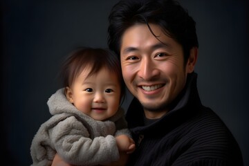 笑顔の赤ちゃんとパパ（日本人）　with generative ai