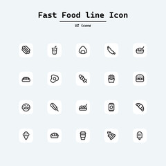 Food courts icons set. Outline set of food courts vector icons for web design isolated on white background. Collection ui icons with squircle shape. Web Page, Mobile App, UI, UX design.

