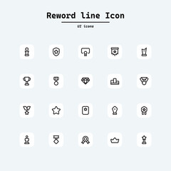 reward line icons set. Stroke vector elements for trendy design. Vector line icons isolated on a white background. Collection ui icons with squircle shape. Web Page, Mobile App, UI, UX design.