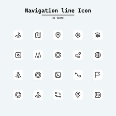 Location icons set. Navigation icons. Map pointer icons. Location symbols. Collection ui icons with squircle shape. Web Page, Mobile App, UI, UX design.
