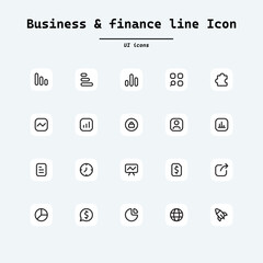 Business and Finance vector icon . Money, bank, contact, infographic. Icon collection. Collection ui icons with squircle shape. Web Page, Mobile App, UI, UX design.
