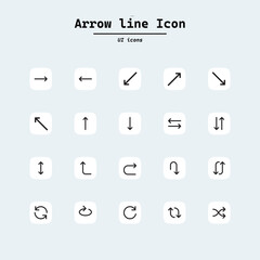 Arrows line vector icon set. Collection ui icons with squircle shape. Web Page, Mobile App, UI, UX design.