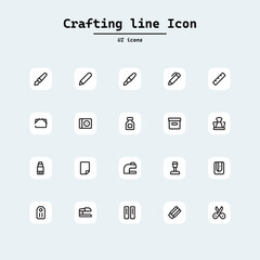 sewing  crafting vector icons isolated on white background. Craft icons for web and ui design, mobile apps, print polygraphy and promo advertising business. Collection ui icons with squircle shape.