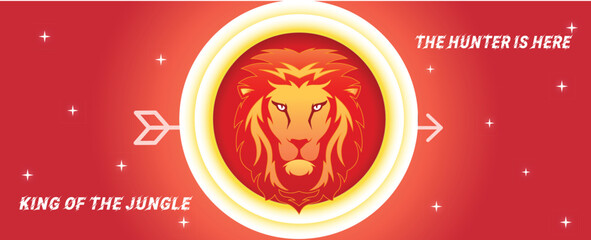 Social media banner card with angry lion face
