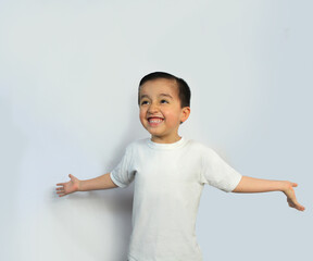beautiful child, 5 year-old kid, Open arms, Big smile, straight black hair, latin boy, Mexican,...