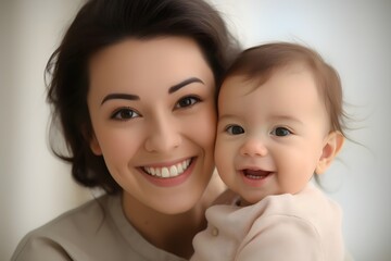 笑顔の赤ちゃんママ　with generative ai