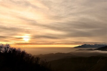 Beautiful view of a sunset over the mountains.