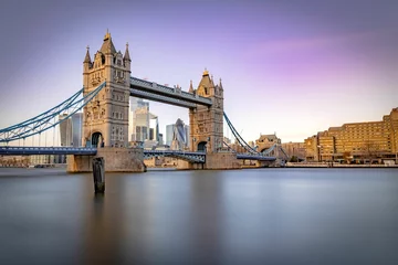 Papier Peint photo Tower Bridge Landscape of the Tower Bridge over the Thames with long exposure in London, the UK