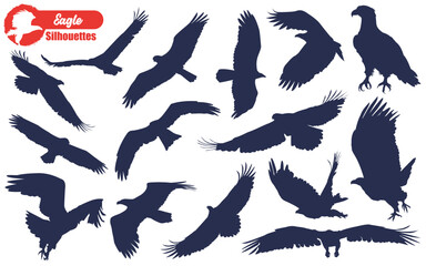 Black Flying Eagle Silhouettes Vector Illustration