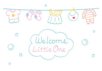 Hand drawn baby clothes  - card - 612627839