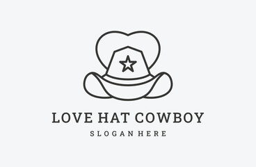 Love Hat cowboy vector logo template