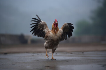 a chicken jumping kung fu style