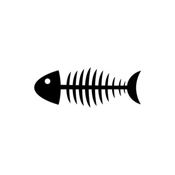 Fish bone icon in flat style illustration on white