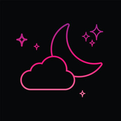 Moon and stars icon isolated. Flat design. Moon and star Icon isolated on white Background. Night symbol for your web site design, logo. Flat design. filled black symbol. 