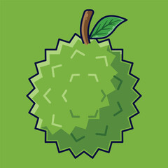 Durian Fruit Cartoon Vector Icon Illustration. Food Fruit Icon Concept Isolated Premium Vector. Flat Cartoon Style Suitable for Web Landing Page, Banner, Sticker, Background