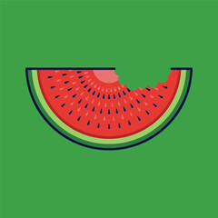 Watermelon Fruit Cartoon Vector Icon Illustration. Food Fruit Icon Concept Isolated Premium Vector. Flat Cartoon Style Suitable for Web Landing Page, Banner, Sticker, Background
